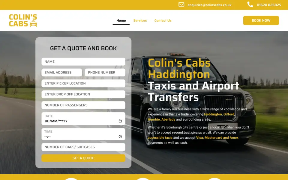 The Colin’s Cabs website